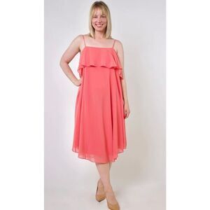 Paper Crown Spaghetti Strap Ruffled Midi Dress size xsmall‎